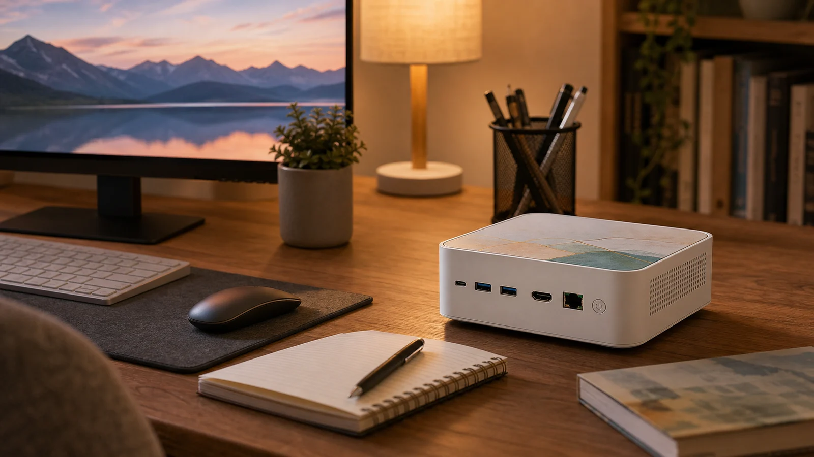 Cozy study desk setup